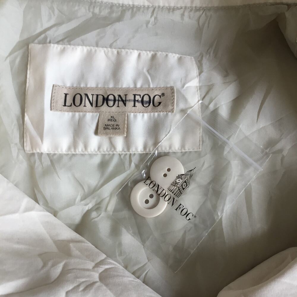 London Fog Cream Off White Double-Breasted Ligth weight Trench Coat Sz XL - Picture 7 of 8